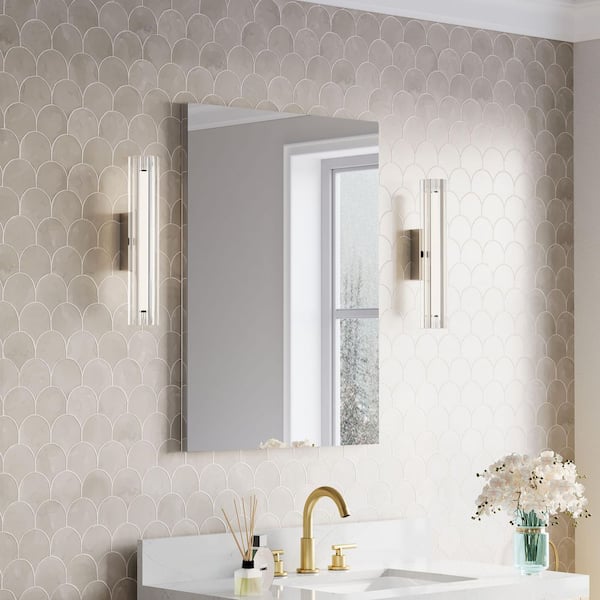 ROSA 24 in. W x 32 in. H Rectangular Aluminum Tri-View Medicine Cabinet with Mirror, Blum Hinge, Adjustable Shelves