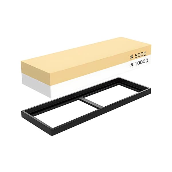 7.09 in. 5000/10000-Grit Professional Whetstone Sharpening Stone Dual Sided, Polishing Kit Rubber Holder Aluminum Oxide