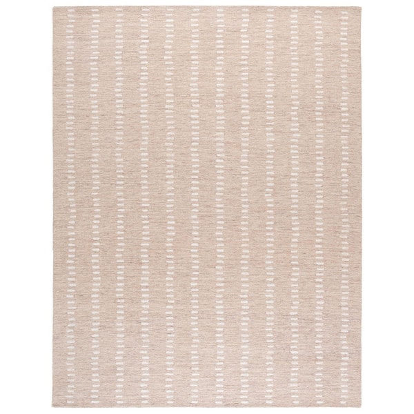 Abstract 10 ft. x 14 ft. Beige/Ivory Striped Stone Area Rug