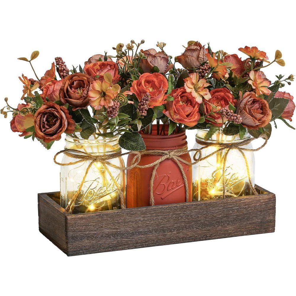Orange Mason Jar Centerpiece Decorative Tray YY229ZX - The Home Depot