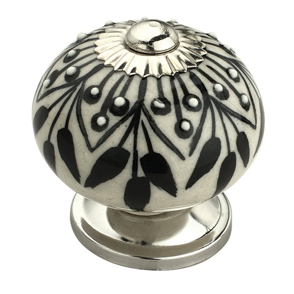 Mascot Hardware Crystalled 13/5 in. Black and Cream Knob (10