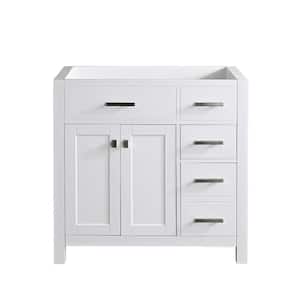 35.10 in. W x 21.45 in. D x 34.71 in. H Bath Vanity Cabinet without Top in white with 2 drawers; with 2 doors;
