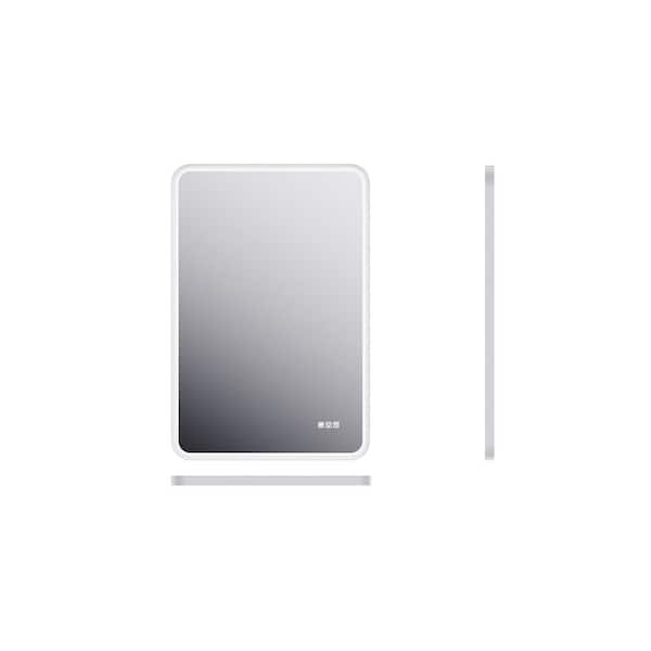 24 in. W x 32 in. H Rectangular Framed Dimmable LED Wall Bathroom Vanity Mirror in Matte White with Anti-Fog