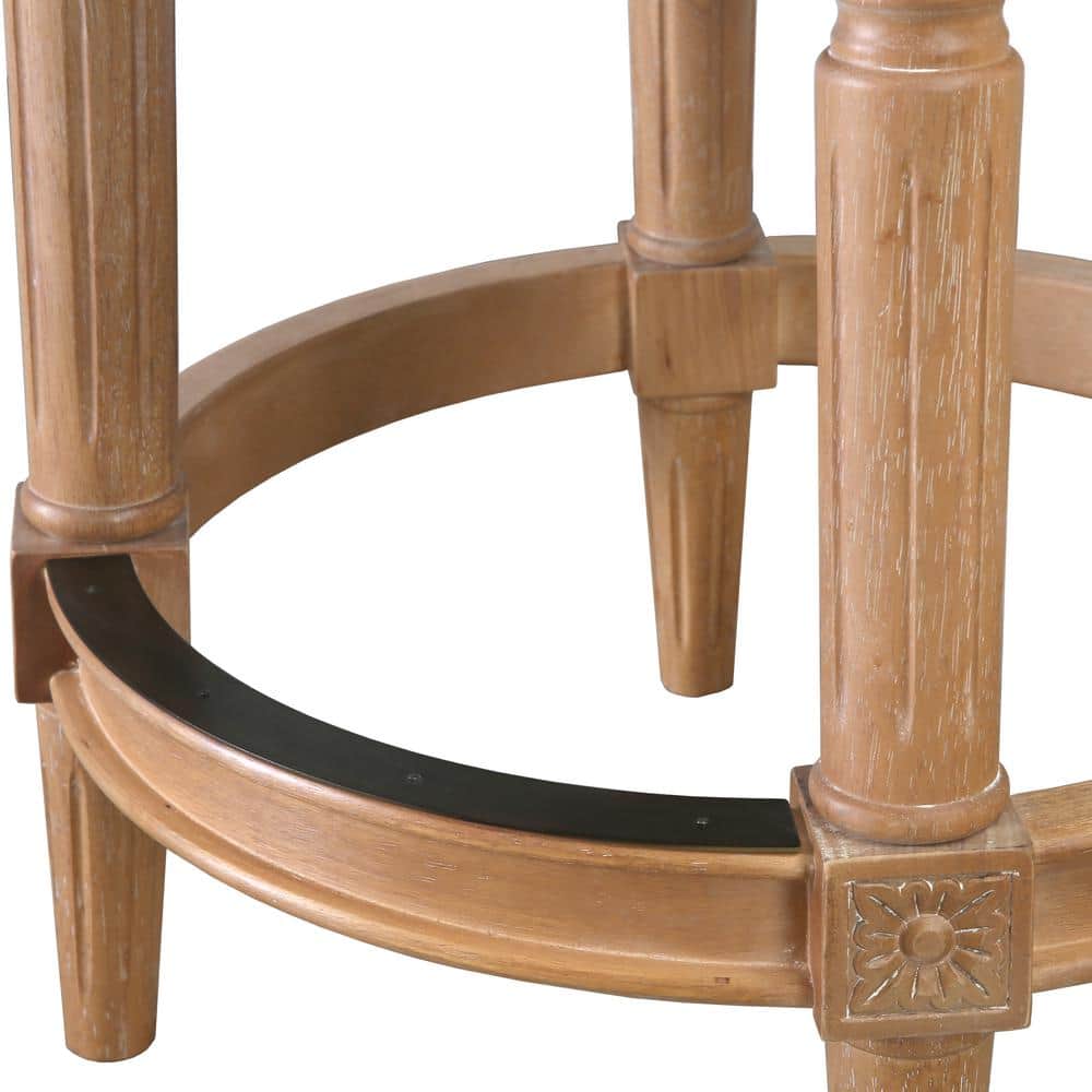 Chapman 26" Weathered Natural Wood Swivel Counter-Height Barstool with Gray Upholstery