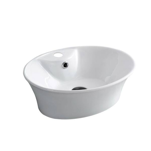 EPOWP White Ceramic Oval Vessel Sink