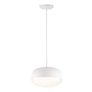 56-Watt Equivalent Integrated LED Matte White Pendant with Acrylic Shades