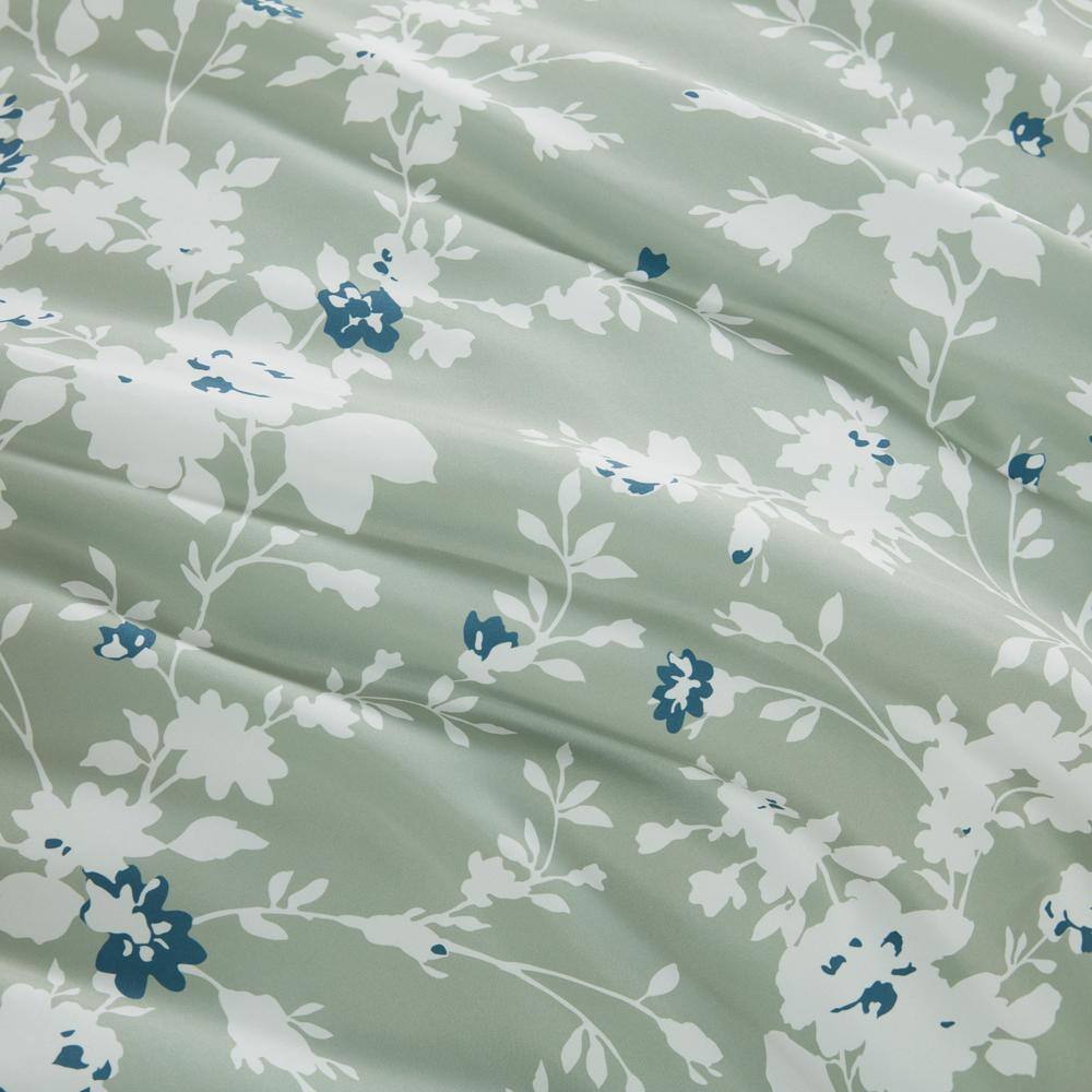 Twin Blue Reversible Microfiber Comforter Set with Piped Edges