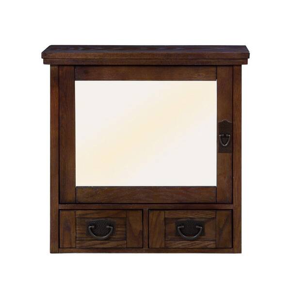 Artisan 23.5 in. W x 22.75 in. H Rectangular Wood Framed Wall Bathroom Vanity Mirror in Dark Oak