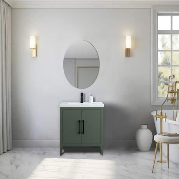 Vanity Art 30 in. W x 18.5 in D x 34 in. H Single Sink Bathroom Vanity Cabinet in Vintage Green with Ceramic Top