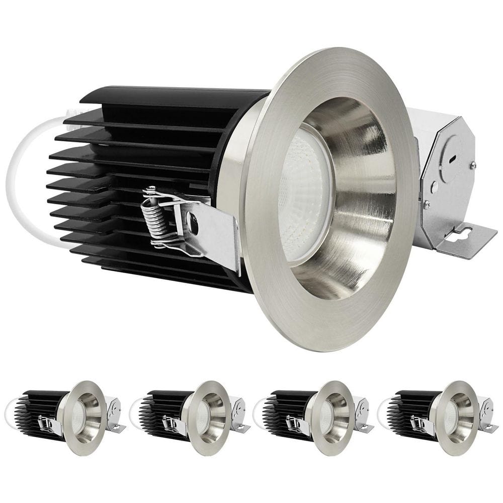 4 in. Integrated LED Trimless Regressed Spotlight with Round Brushed Nickel Trim 5CCT, 60º, 22W, 1700LM, Dimmable 4-Pack price history on PriceWatchPro