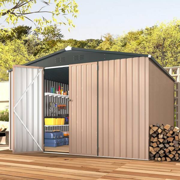 AECOJOY 10 ft. W x 10 ft. D Metal Shed with Double Lockable Door