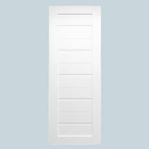 36 in. X 80 in. Tampa White Prefinished Milky PC Glass 5-Lite Solid Core Wood Interior Door Slab No Bore