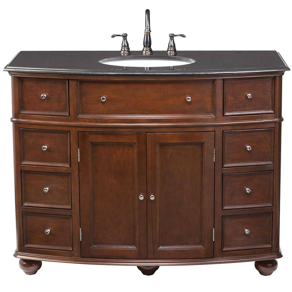 Home Decorators Collection Hampton Harbor 45 In W X 22 In D Bath Vanity In Sequoia With Granite Vanity Top In Black Bf 23148 Sq The Home Depot