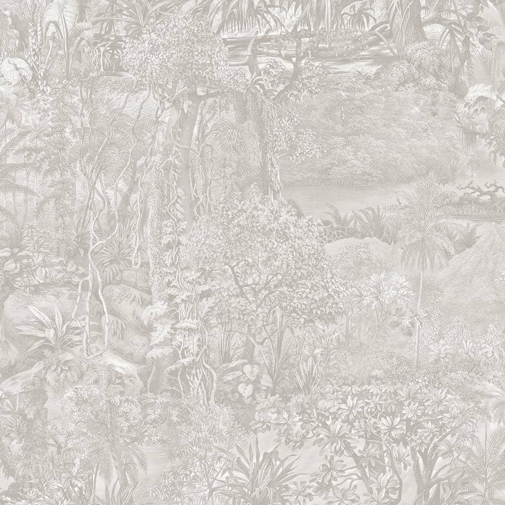 Tempaper Jungle Toile Countryside Grey Removable Peel and Stick Vinyl