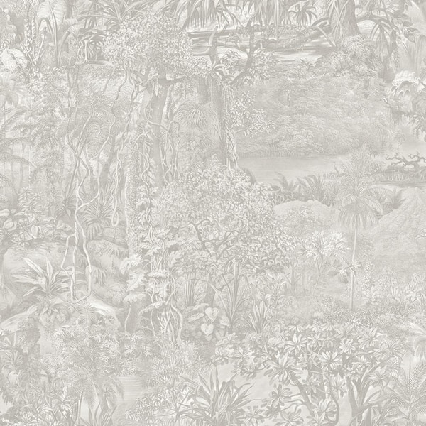 Tempaper Countryside Grey Jungle Toile Vinyl Peel and Stick Wallpaper Roll (Covers 56 sq. ft.)