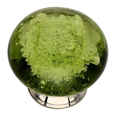 1-3/7 in. Green Bubbled Glass Cabinet Knob
