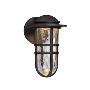 Steampunk 13 in. Bronze Integrated LED Outdoor Wall Sconce, 3000K