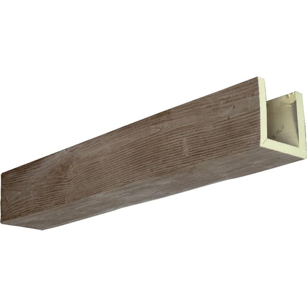 Ekena Millwork 8 in. x 4 in. x 8 ft. 3-Sided (U-Beam) Sandblasted Natural Honey Dew Faux Wood Ceiling Beam