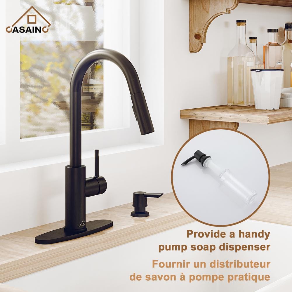 Matte Black Stainless Steel Pull Down Sprayer Kitchen Faucet