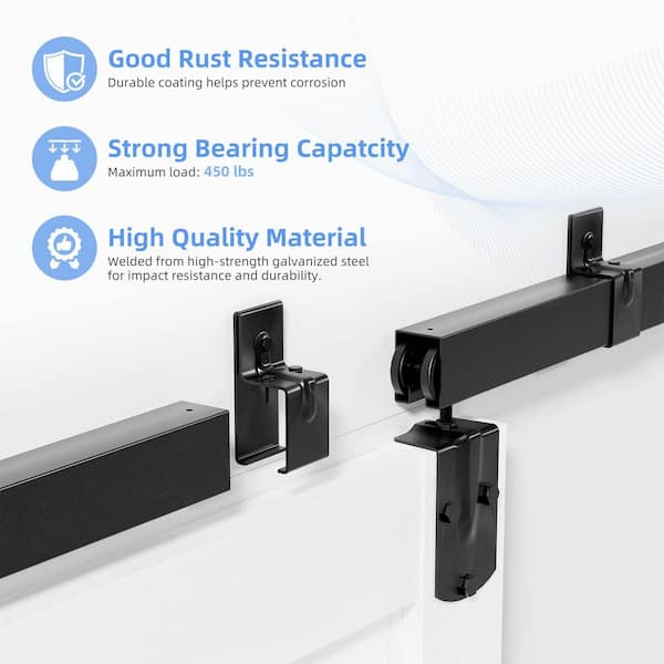 72 in. x 80 in. 1 Lite, Clear Glass, White Primed, Composite, Exterior Sliding Barn Door with Hardware Kit