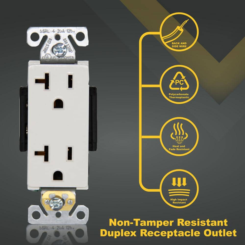 Faith 10-Pack White Thermoplastic Duplex Receptacle Outlets