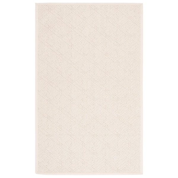 SAFAVIEH Natural Fiber Ivory 5 ft. x 8 ft. Diamond Border Area Rug