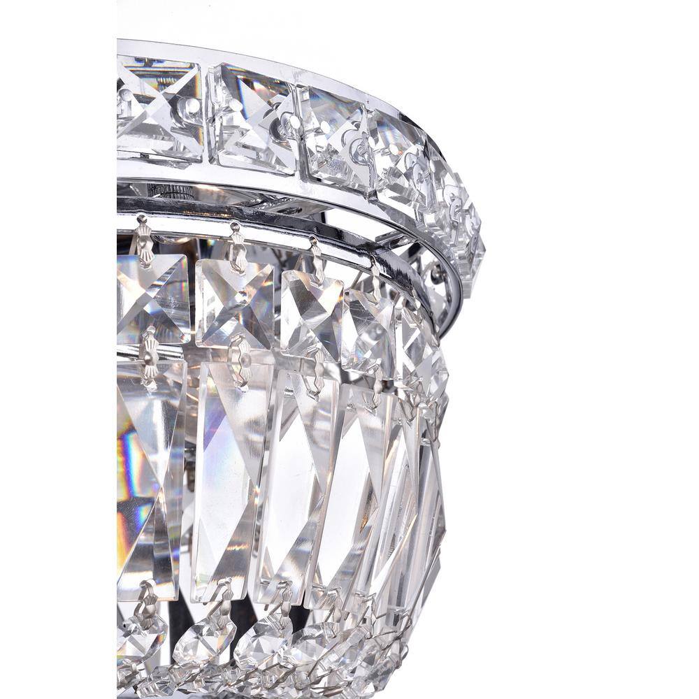 Glam Crystal and Chrome Flush Mount Chandelier, 9.5"