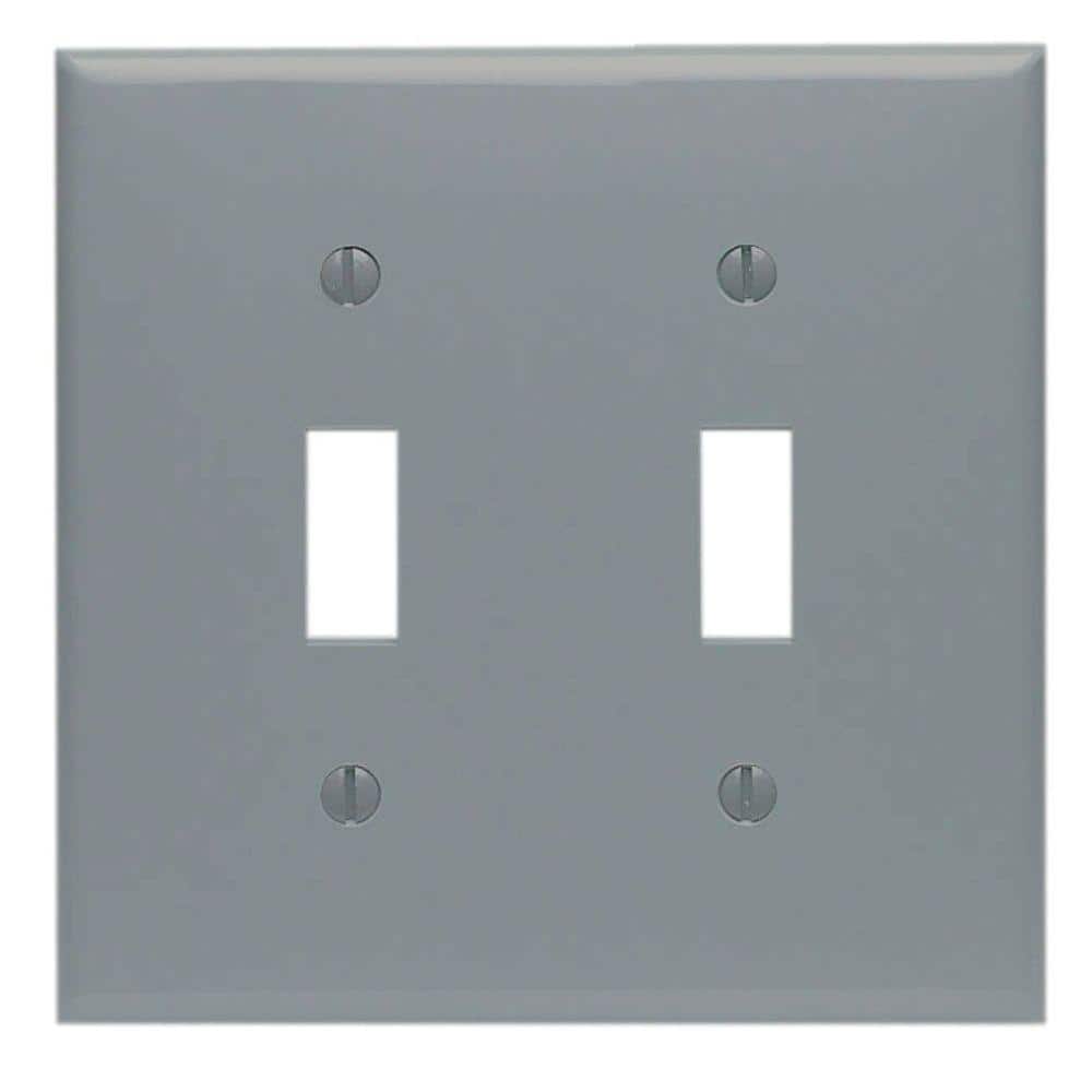 Leviton 2-Gang Grey Toggle Nylon Standard Wall Plate (1-Pack) PJ2-GY ...