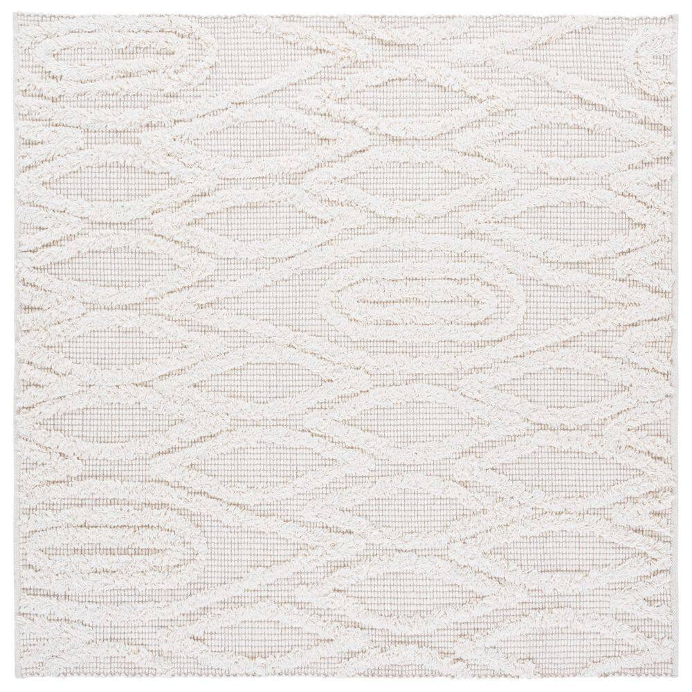 SAFAVIEH Natura 6 ft. x 6 ft. Ivory Geometric Marle Square Area Rug ...
