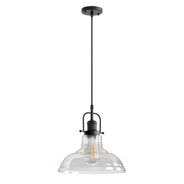 YANSUN 1-Light Black Modern Farmhouse Kitchen Island Pendant Lighting, Semi-Flush Mount/Pendant Convertible
