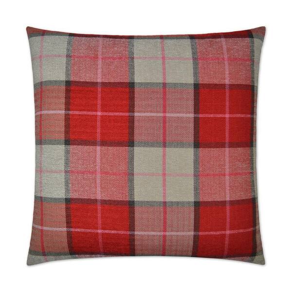 Unbranded Penn Plaid Red Plaid Down 24 in. x 24 in. Throw Pillow