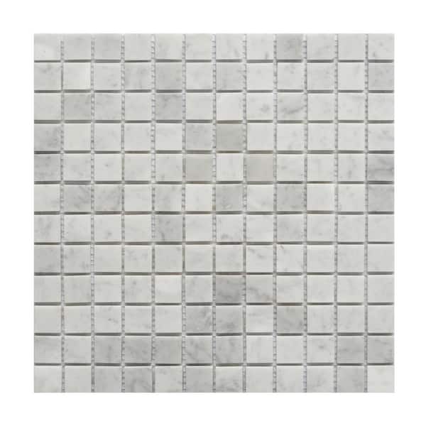 Roca Rockart Carrara Marble Polished 12 in. x 12 in. Square 1 in. Natural Stone Mosaic Tile (11.0868 sq. ft./Case)