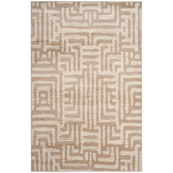 SAFAVIEH Amsterdam Ivory/Mauve 5 ft. x 8 ft. Geometric Maze Area Rug