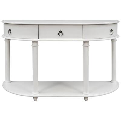 Standard Half Moon Wood Console Table, Half Circle Side Table With Drawer