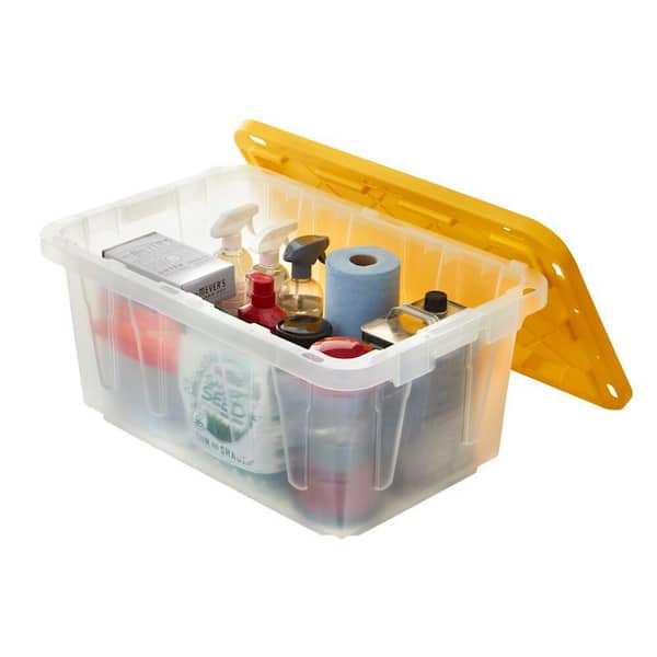 CeilBlue Extra Large Storage Tote with Lid 26.9 L x 17 W x 12.6 H - Semi  Clear