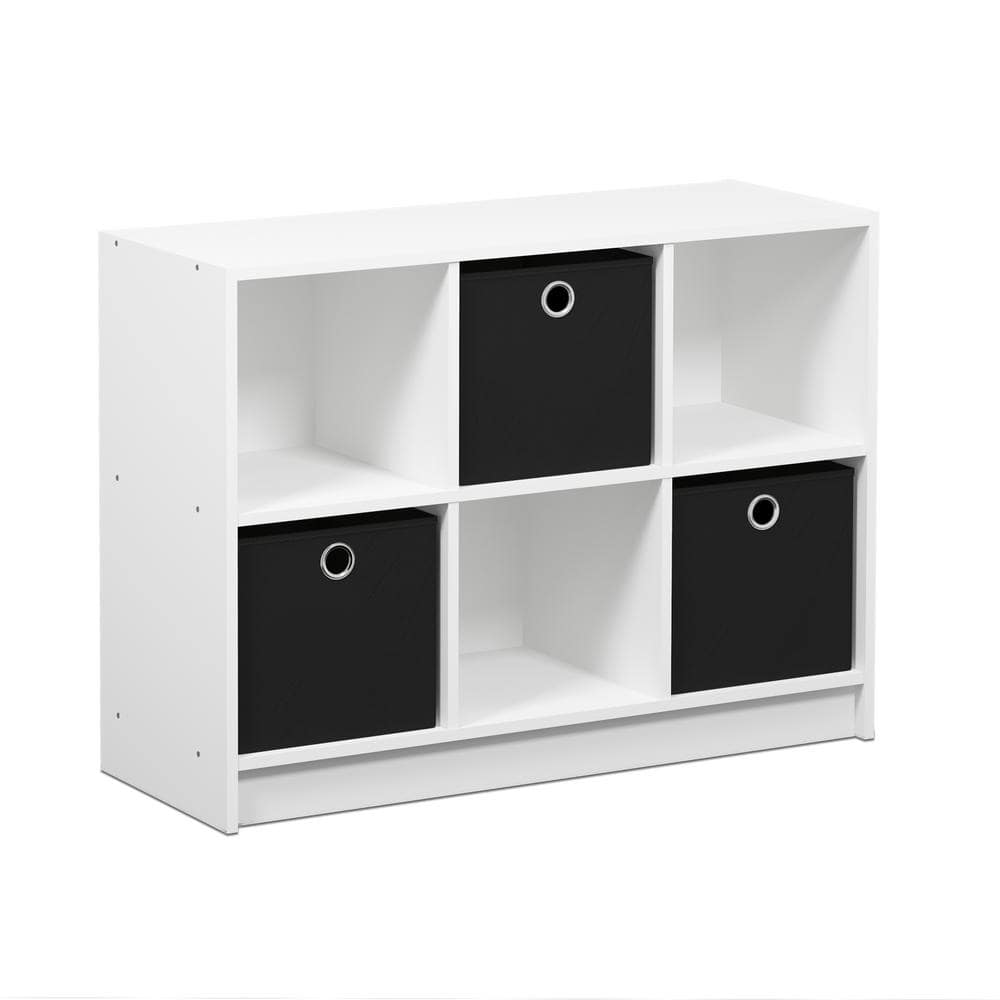 White and Black 6-Cube Engineered Wood Storage Organizer