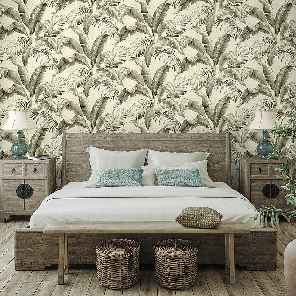 Silver Birch Tropical Palm Peel & Stick Vinyl Wallpaper Roll