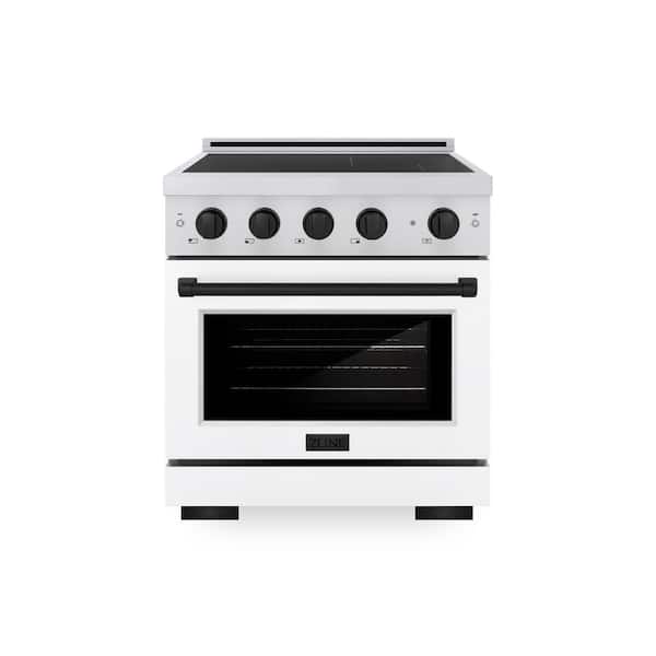 Autograph 30 in. 4.2 cu. ft. Induction Range with 4 Element Cooktop in Stainless with White Matte and Matte Black Accent