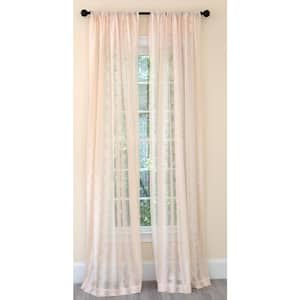 Champagne Damask Rod Pocket Sheer Curtain - 54 in. W x 120 in. L