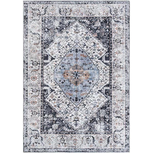 Unique Loom Yara Yash Linen Charcoal 7 ft. 1 in. x 10 ft. Area Rug