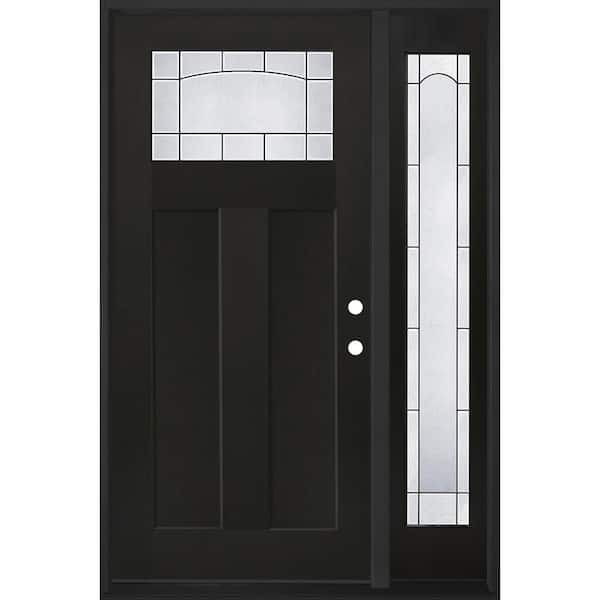 Regency 51 in. x 80 in. 1/4 TopL Empire Glass LHIS Onyx Mahogany Fiberglass Prehung Front Door w/12in-Full SL 4-9/16
