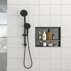 19 in. x 15 in. Gunmetal Black Stainless Steel Wall Mounted Shower Niche Double Shelf