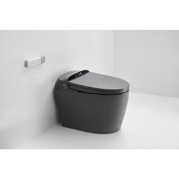 Elongated Bidet Toilet 1.1 GPF in Gray with Water Tank, Auto Flush, Automatic Flip Cover, Heated Seat and Warm Air Dryer