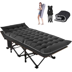 Oversize Folding Camping Cot,XL Sleeping Cot With Mattress, Carry Bag, Black