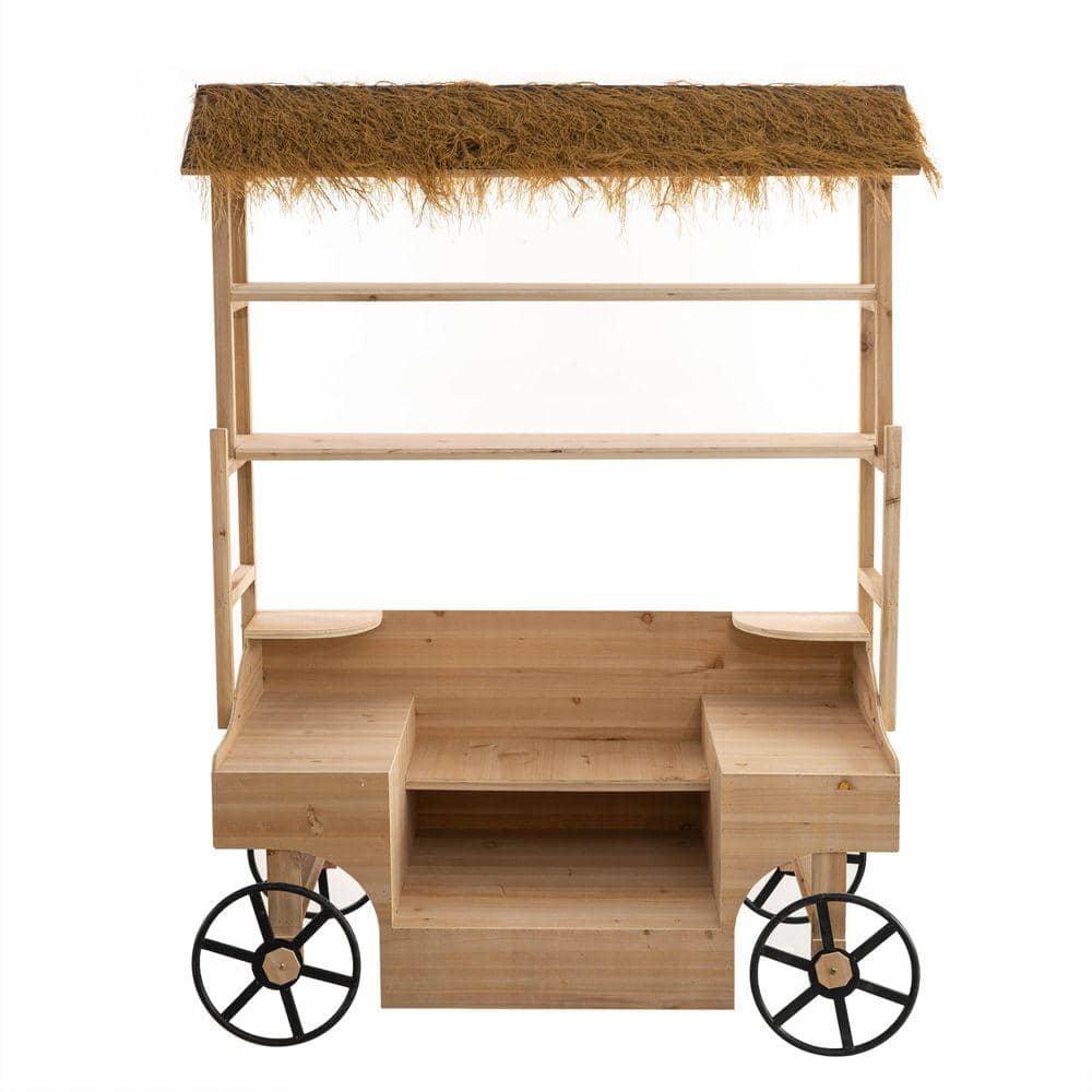 Vintiquewise Antique Rustic Solid Wood decor Display Rack Cart