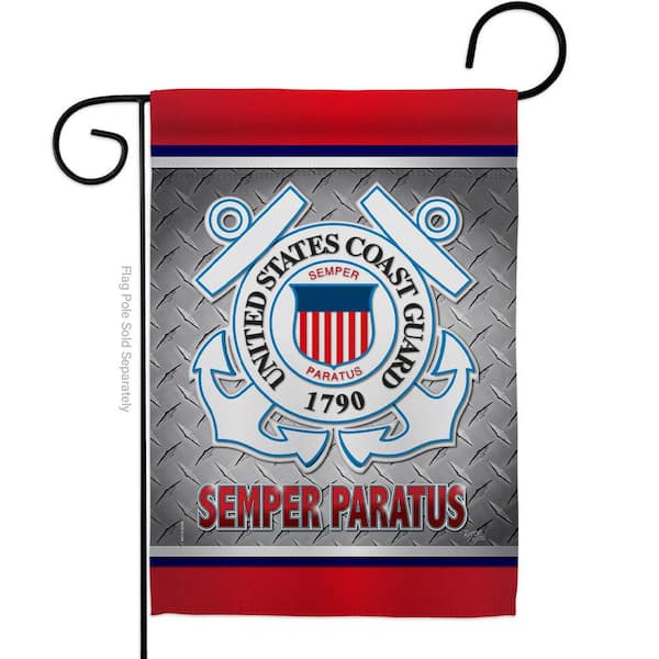 Breeze Decor 13 in. x 18.5 in. Semper Paratus US Coast Guard Garden Double-Sided Armed Forces Decorative Vertical Flags