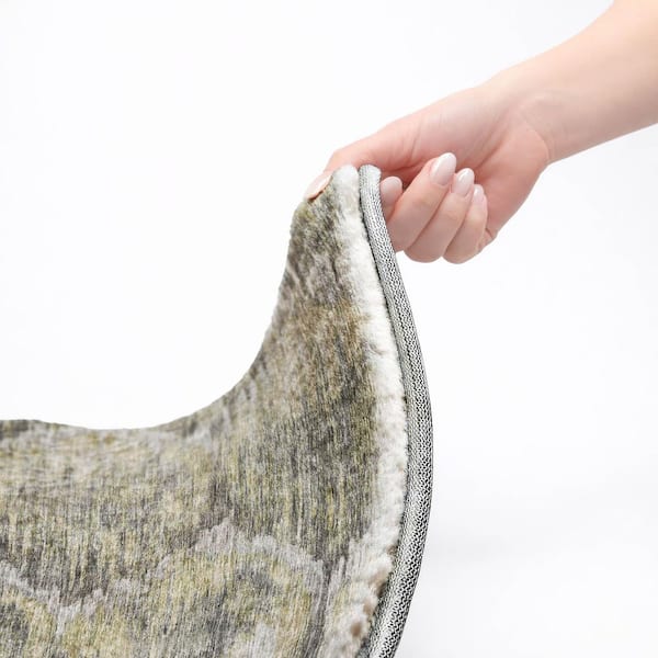 Dream Shag Premium Machine Washable Abstract ADS767 Gray 8 ft. x 8 ft. Round Rug