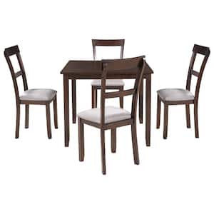 Espresso 5-Piece Wood Top Dining Table with 4 Chairs