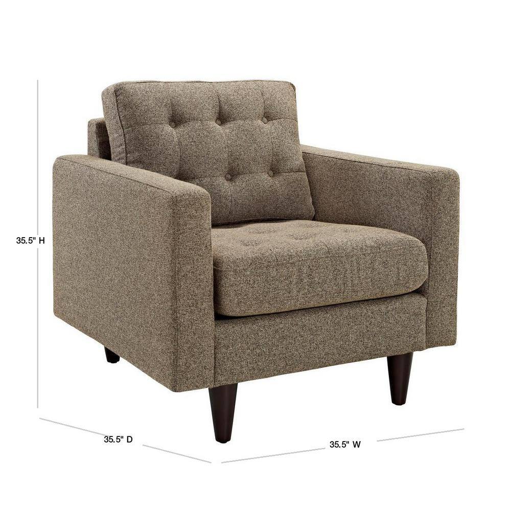 Oatmeal Tufted Leather and Wood Accent Chair