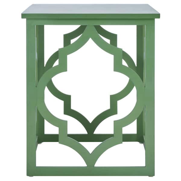 SAFAVIEH Milo 18.8 in. Green Square Wood End Table